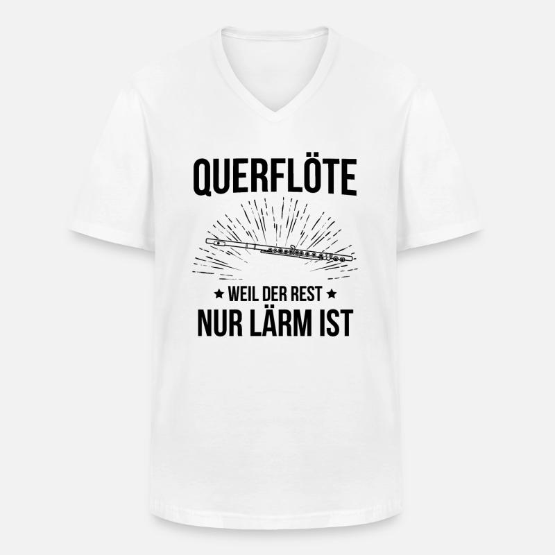 Querflöte Querflötenspieler Querflötist - Männer-T-Shirt mit V-Ausschnitt - Weiß