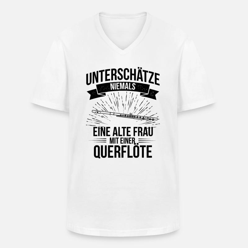 Querflöte Querflötenspieler Querflötist - Männer-T-Shirt mit V-Ausschnitt - Weiß