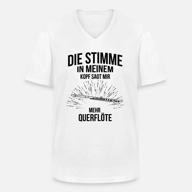 Querflöte Querflötenspieler Querflötist - Männer-T-Shirt mit V-Ausschnitt - Weiß