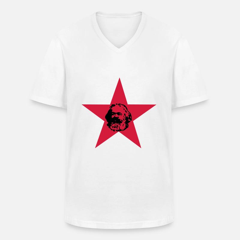 Marx - Männer-T-Shirt mit V-Ausschnitt - Weiß