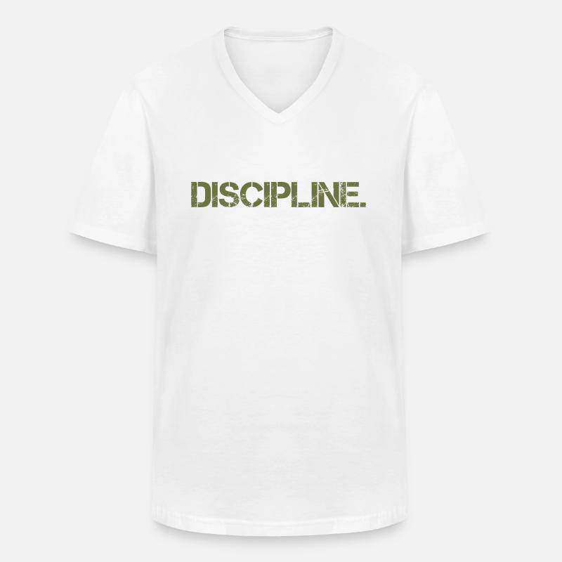 Disziplin Discipline Selbstdisziplin - Männer-T-Shirt mit V-Ausschnitt - Weiß