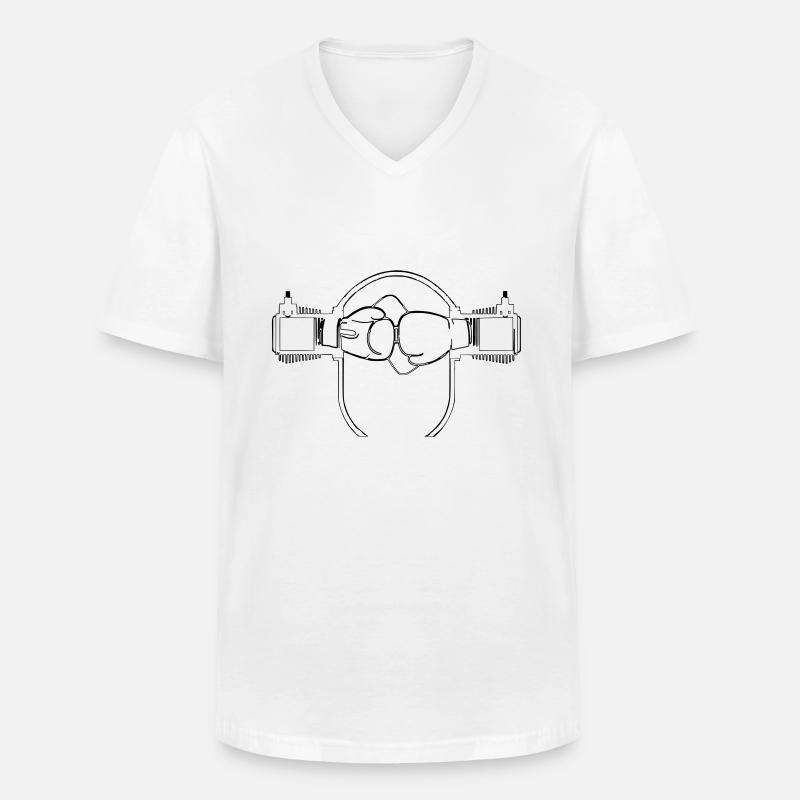 Boxer Motor - Männer-T-Shirt mit V-Ausschnitt - Weiß
