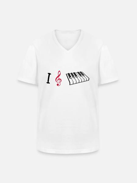 I love piano, piano - Men's V-Neck T-Shirt - white
