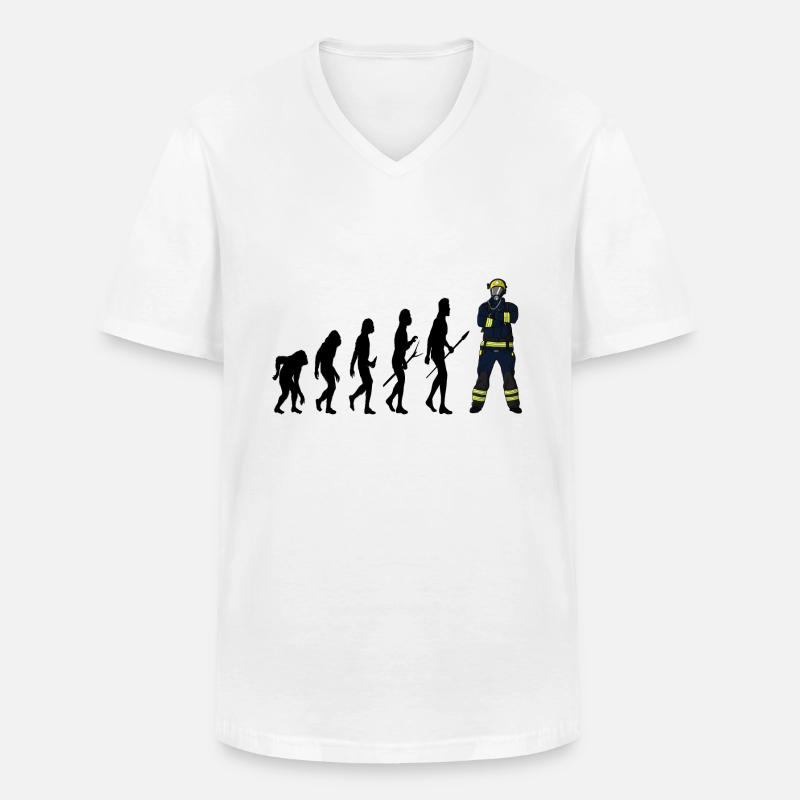 Evolution Feuerwehrmann - Männer-T-Shirt mit V-Ausschnitt - Weiß