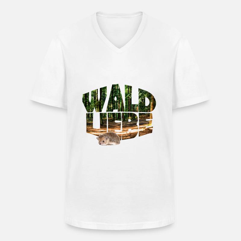 wald 20 waldliebe mit igel - Männer-T-Shirt mit V-Ausschnitt - Weiß