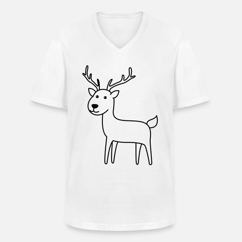 Hirsch Comic Tier - Männer-T-Shirt mit V-Ausschnitt - Weiß