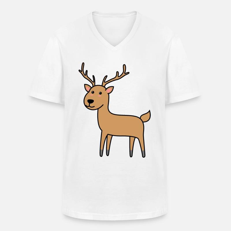 Hirsch Comic Tier - Männer-T-Shirt mit V-Ausschnitt - Weiß