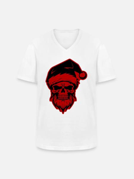 Santa Claus Skull - Men's V-Neck T-Shirt - white