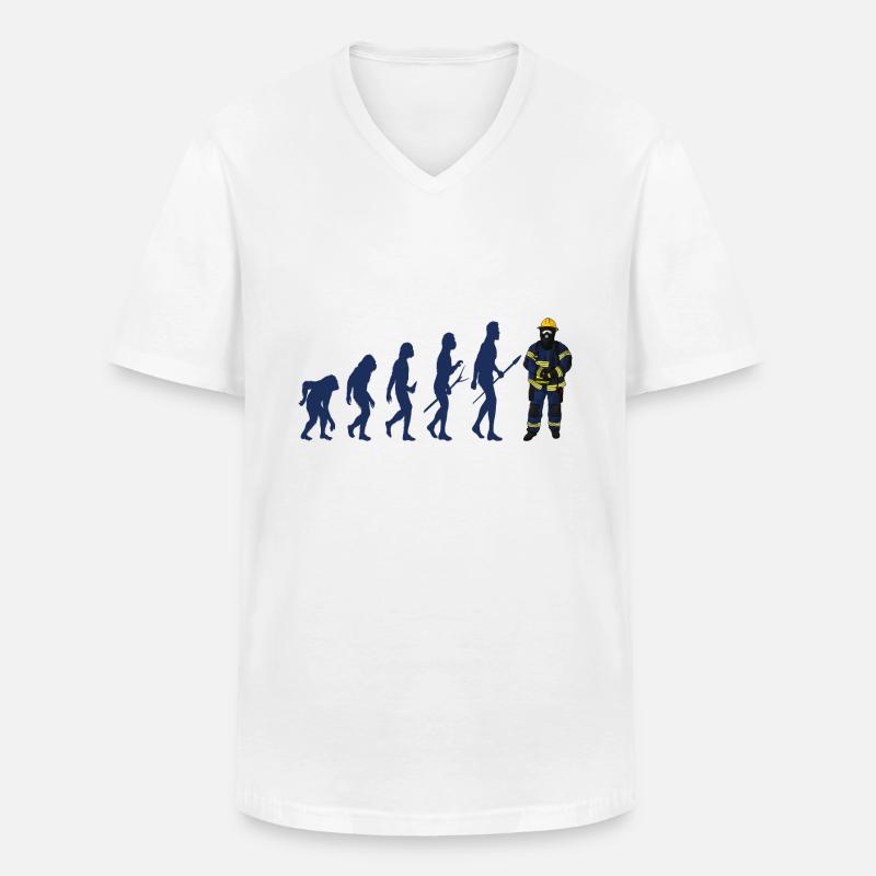 Evolution Feuerwehrmann - Männer-T-Shirt mit V-Ausschnitt - Weiß
