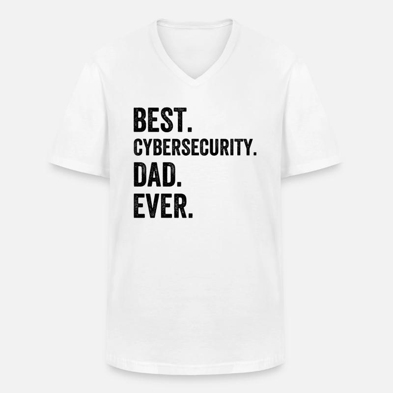Best Cybersecurity Dad Ever - Männer-T-Shirt mit V-Ausschnitt - Weiß
