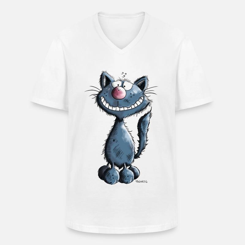 Grinse Katze - Männer-T-Shirt mit V-Ausschnitt - Weiß
