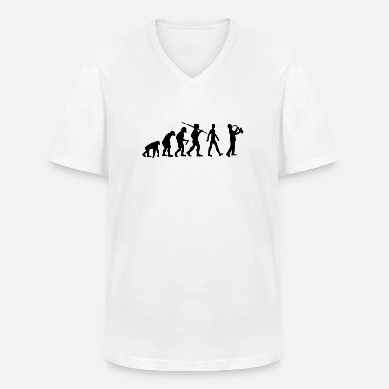 Saxophone Evolution Saxophonist - Männer-T-Shirt mit V-Ausschnitt - Weiß
