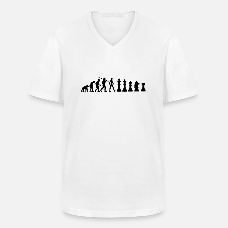 Chess Evolution Schach - Männer-T-Shirt mit V-Ausschnitt - Weiß