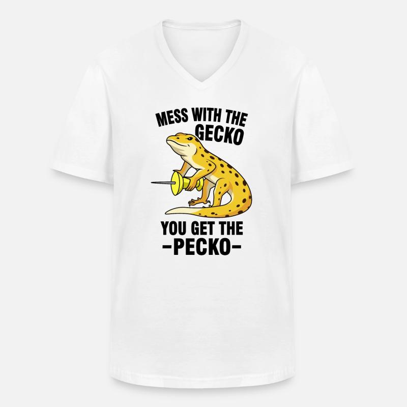 Gecko Meme - Männer-T-Shirt mit V-Ausschnitt - Weiß