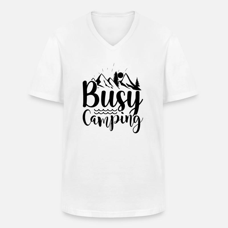 Fleißig campen Wandershirt - Männer-T-Shirt mit V-Ausschnitt - Weiß