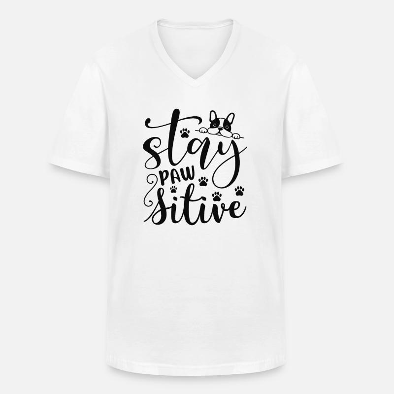 Bleiben pawsitive - Männer-T-Shirt mit V-Ausschnitt - Weiß