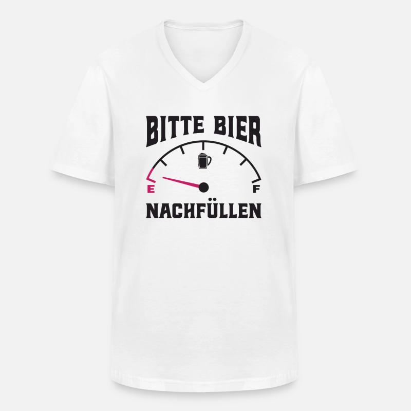 Bitte Bier Nachfüllen - Bier - Männer-T-Shirt mit V-Ausschnitt - Weiß