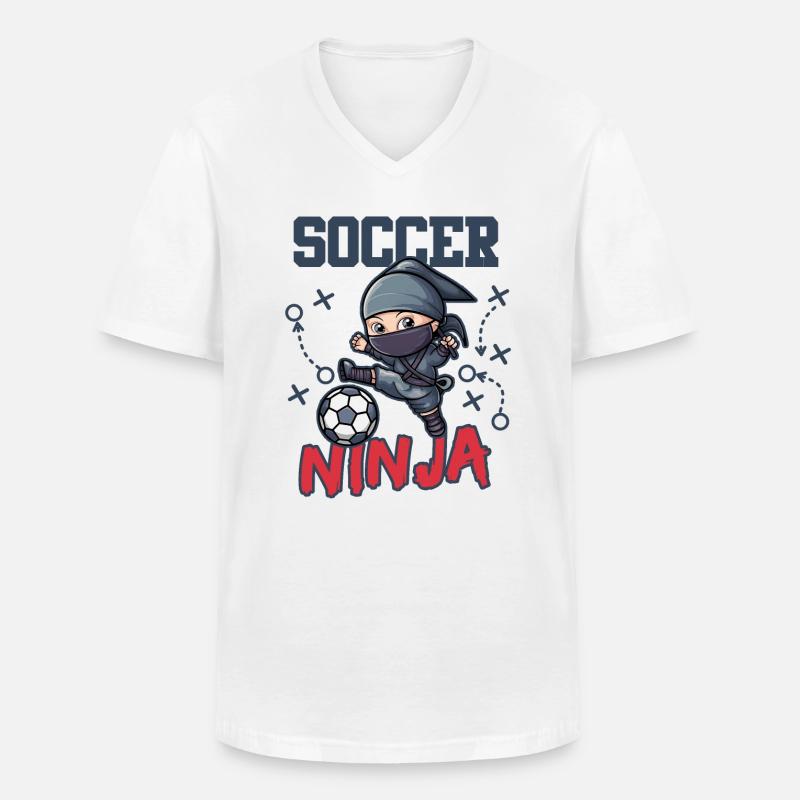 Fußball-Ninja - Männer-T-Shirt mit V-Ausschnitt - Weiß