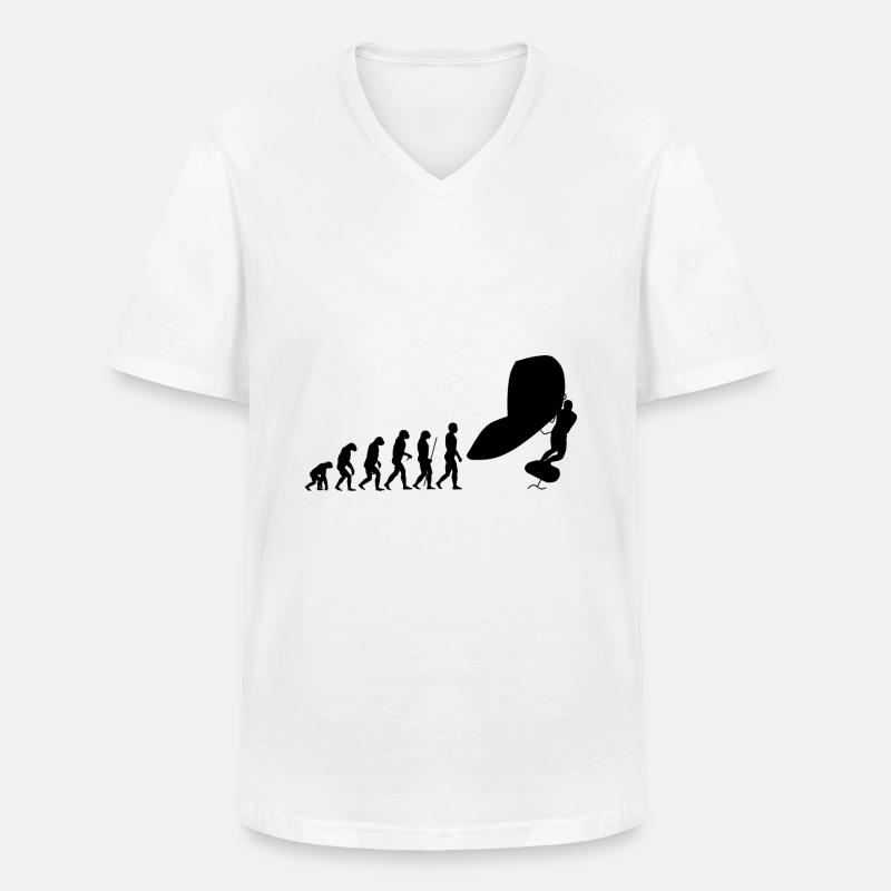 Wingfoil Evolution - Männer-T-Shirt mit V-Ausschnitt - Weiß