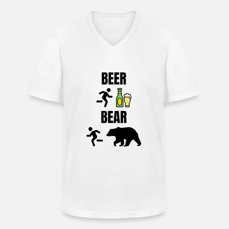Beer Bear - Männer-T-Shirt mit V-Ausschnitt - Weiß