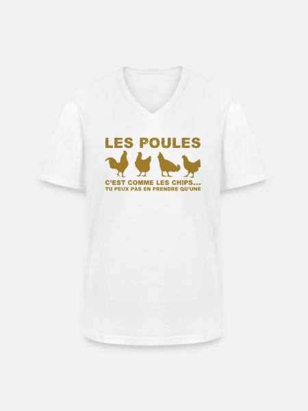 chickens are like chips - Men's V-Neck T-Shirt - white
