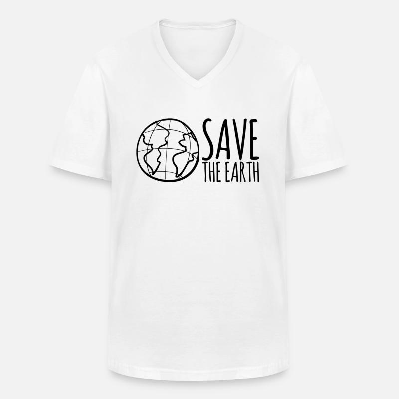 Save The Earth - Männer-T-Shirt mit V-Ausschnitt - Weiß
