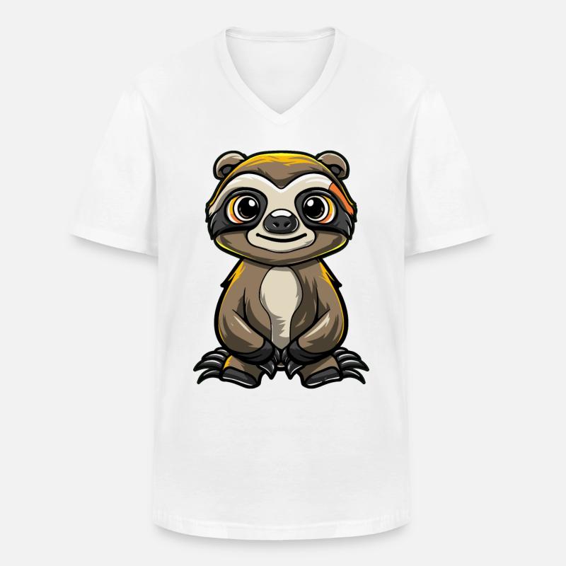 Faultier Comic - Männer-T-Shirt mit V-Ausschnitt - Weiß