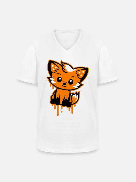 Fuchs Comic - Männer-T-Shirt mit V-Ausschnitt - Weiß