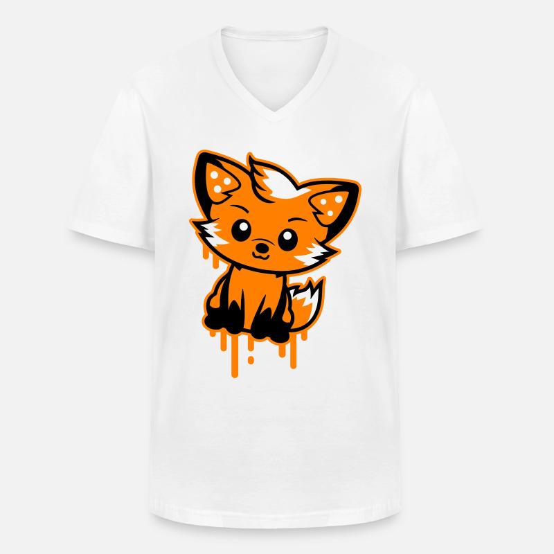 Fuchs Comic - Männer-T-Shirt mit V-Ausschnitt - Weiß