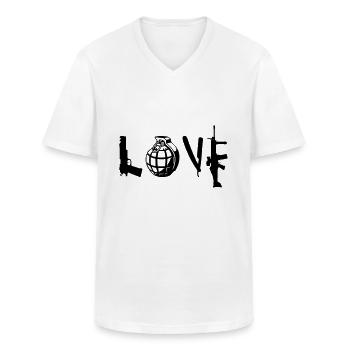 LOVE - Men's V-Neck T-Shirt - white - Front - AI Model Male 185 light (185cm)