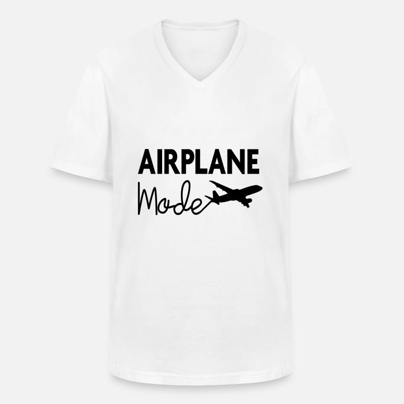 Flugzeugmodus - Männer-T-Shirt mit V-Ausschnitt - Weiß