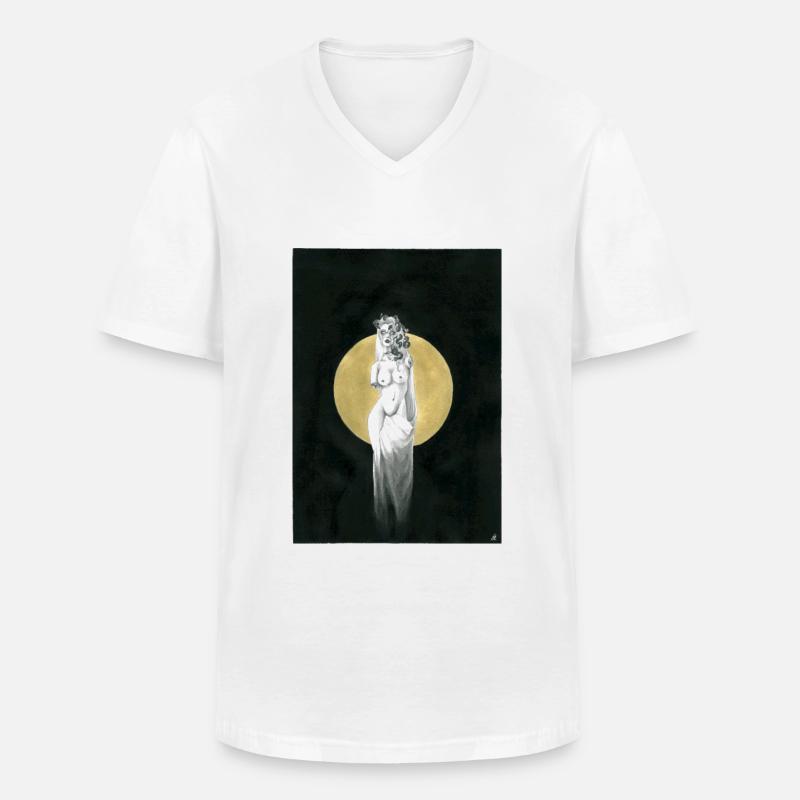 Dunkle Medusa - Männer-T-Shirt mit V-Ausschnitt - Weiß