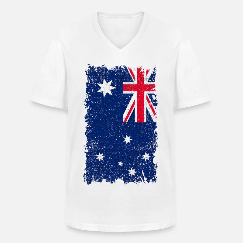 Australien Flagge - Männer-T-Shirt mit V-Ausschnitt - Weiß