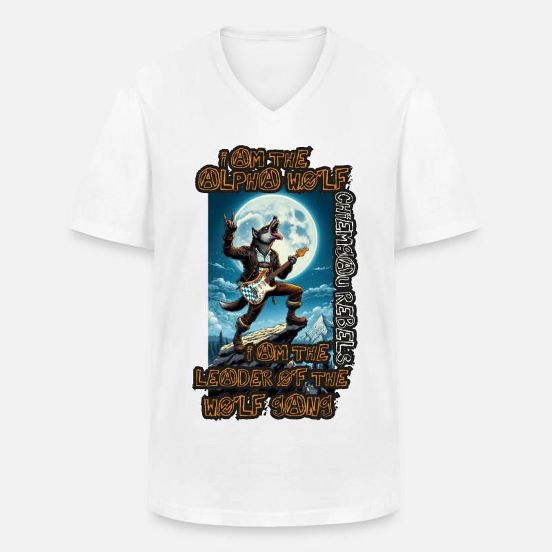 Alpha Wolf - Männer-T-Shirt mit V-Ausschnitt - Weiß
