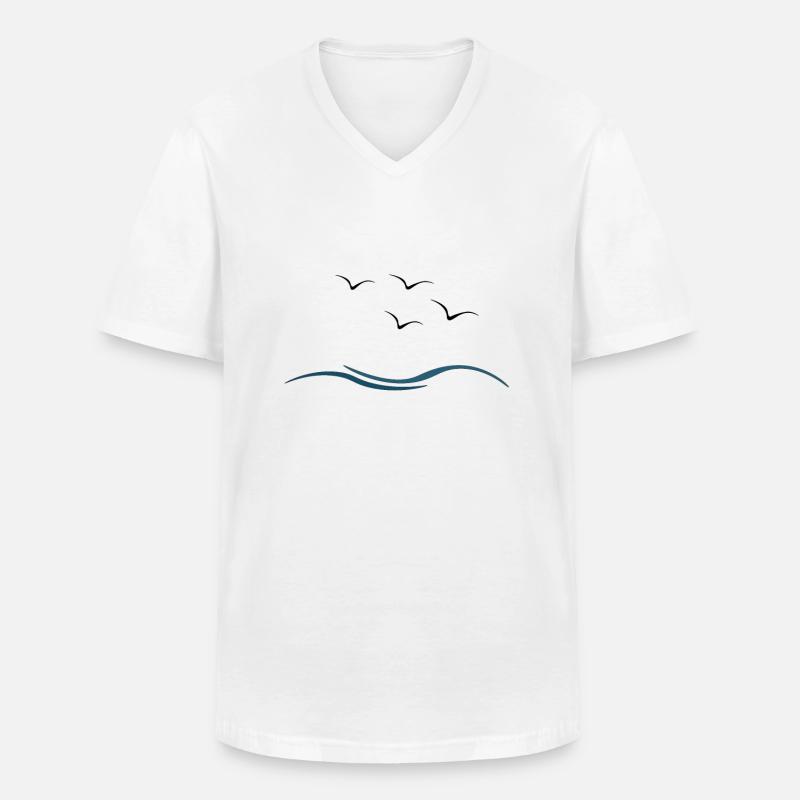 Möwe - Männer-T-Shirt mit V-Ausschnitt - Weiß