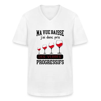 Vin alcool apéro humour - T-shirt col V Homme - blanc - Devant - AI Model Male 185 light (185cm)