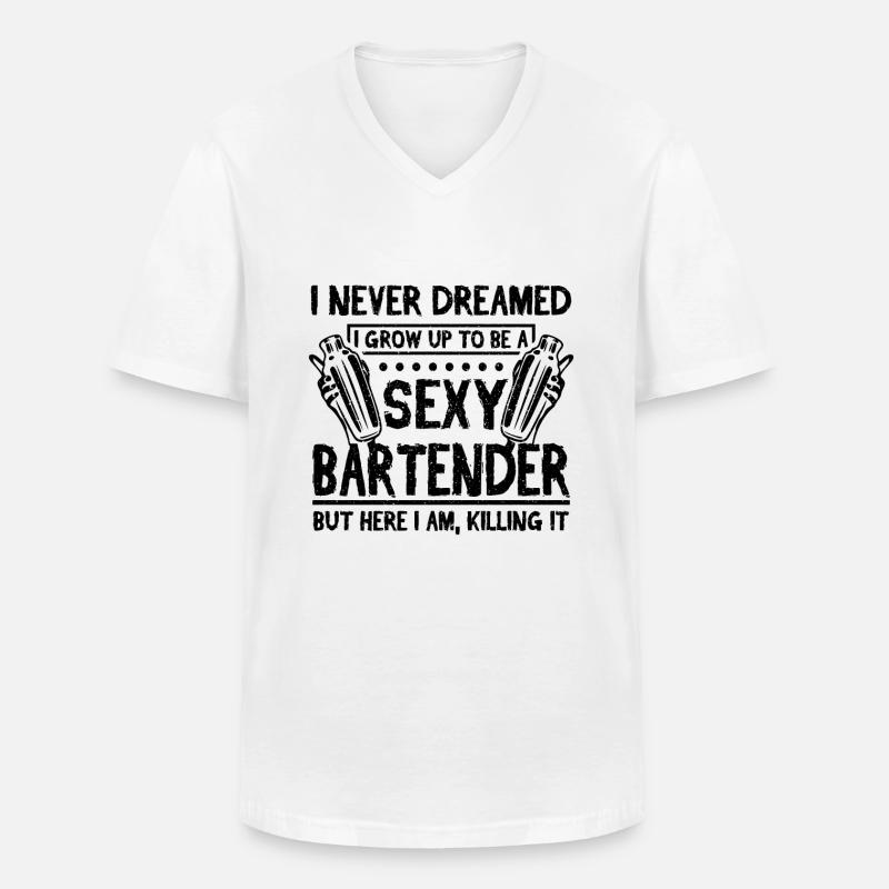 Sexy Bartender - Männer-T-Shirt mit V-Ausschnitt - Weiß