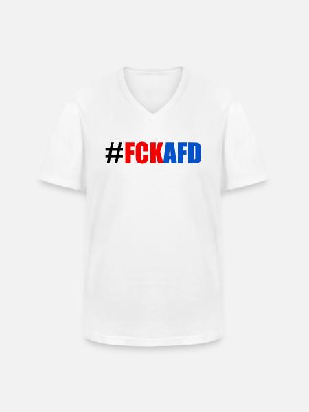 Fck afd - Männer-T-Shirt mit V-Ausschnitt - Weiß