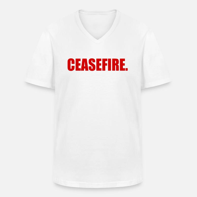 Ceasefire - Männer-T-Shirt mit V-Ausschnitt - Weiß