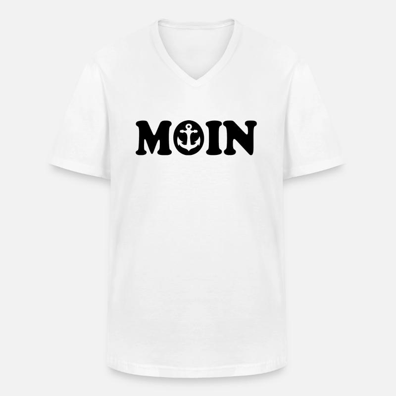Moin - Männer-T-Shirt mit V-Ausschnitt - Weiß