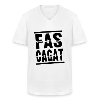 FASCAGAT, humour patois Occitan - T-shirt col V Homme - blanc - Devant - AI Model Male 185 light (185cm)