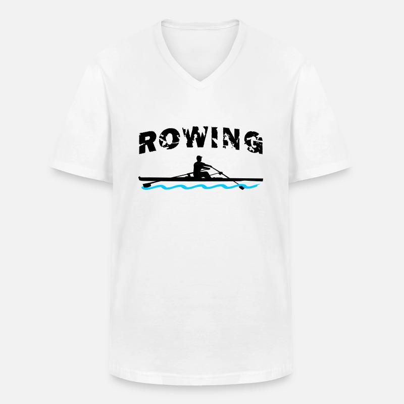 Rudern, Ruderboot, Ruderer - Männer-T-Shirt mit V-Ausschnitt - Weiß