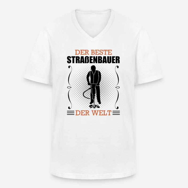 Straßenbauer Beruf Straßenbau Arbeiter Geschenk - Männer-T-Shirt mit V-Ausschnitt - Weiß