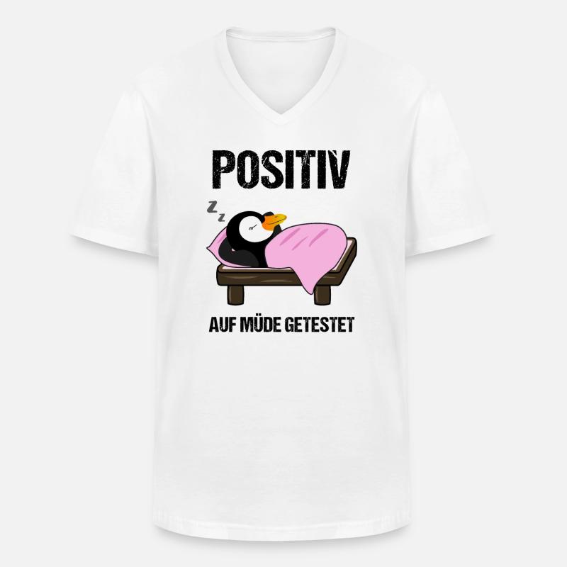 Schlafender Pinguin Lustiger Spruch Geschenk - Männer-T-Shirt mit V-Ausschnitt - Weiß