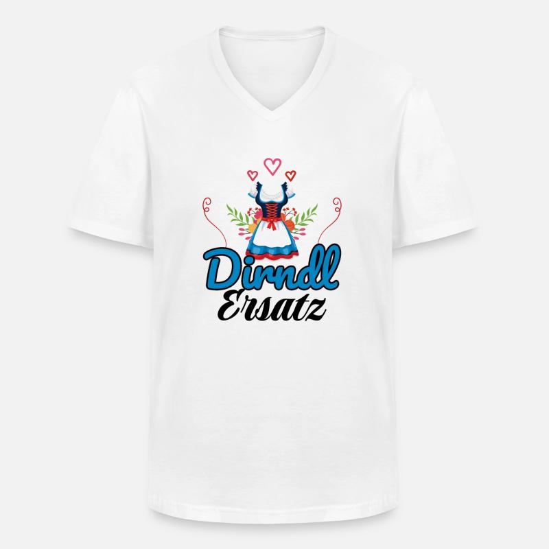 Dirndl Ersatz - Männer-T-Shirt mit V-Ausschnitt - Weiß
