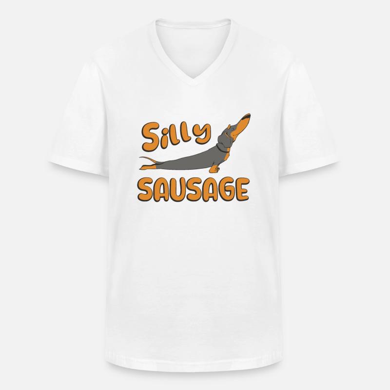 Dummer Wursthund - Männer-T-Shirt mit V-Ausschnitt - Weiß