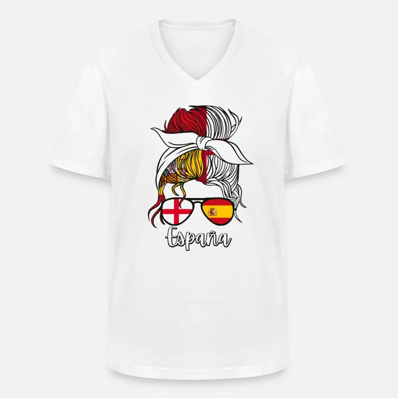 España Halb Spanisch Halb Englisch Mädchen Spanien - Männer-T-Shirt mit V-Ausschnitt - Weiß