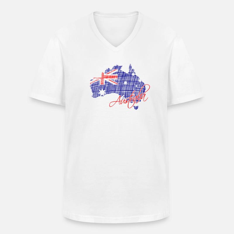 Australien - Australia - Männer-T-Shirt mit V-Ausschnitt - Weiß