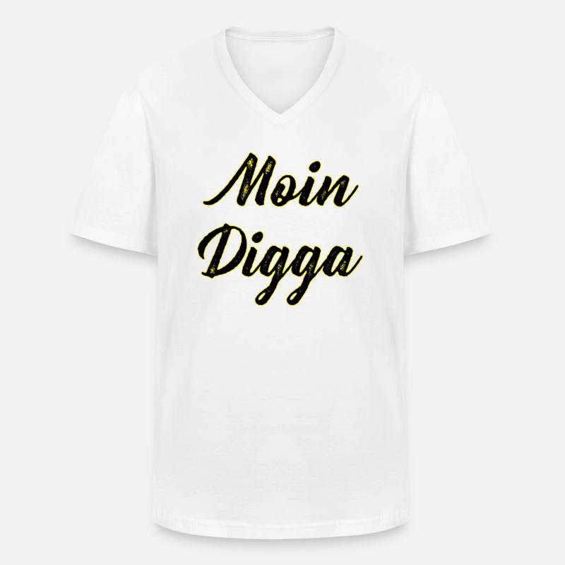 Moin Digga - Männer-T-Shirt mit V-Ausschnitt - Weiß