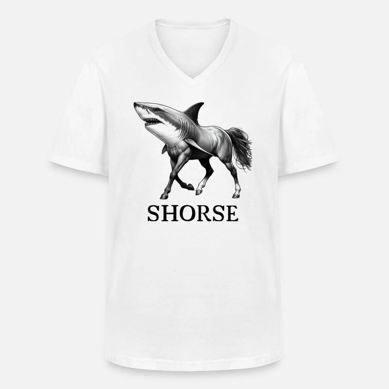 Haifisch Pferd Pferd - Männer-T-Shirt mit V-Ausschnitt - Weiß